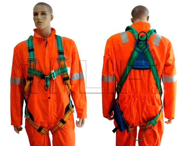 Safety Harness being worn by a plastic Power Plant Man